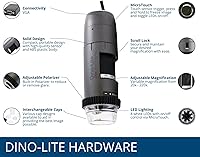 Vista 3 de Dino-Lite Microscopio digital VGA AM5216ZT- 720p, aumento óptico 20x - 220x, luz polarizada, no necesita software, se conecta directamente a una