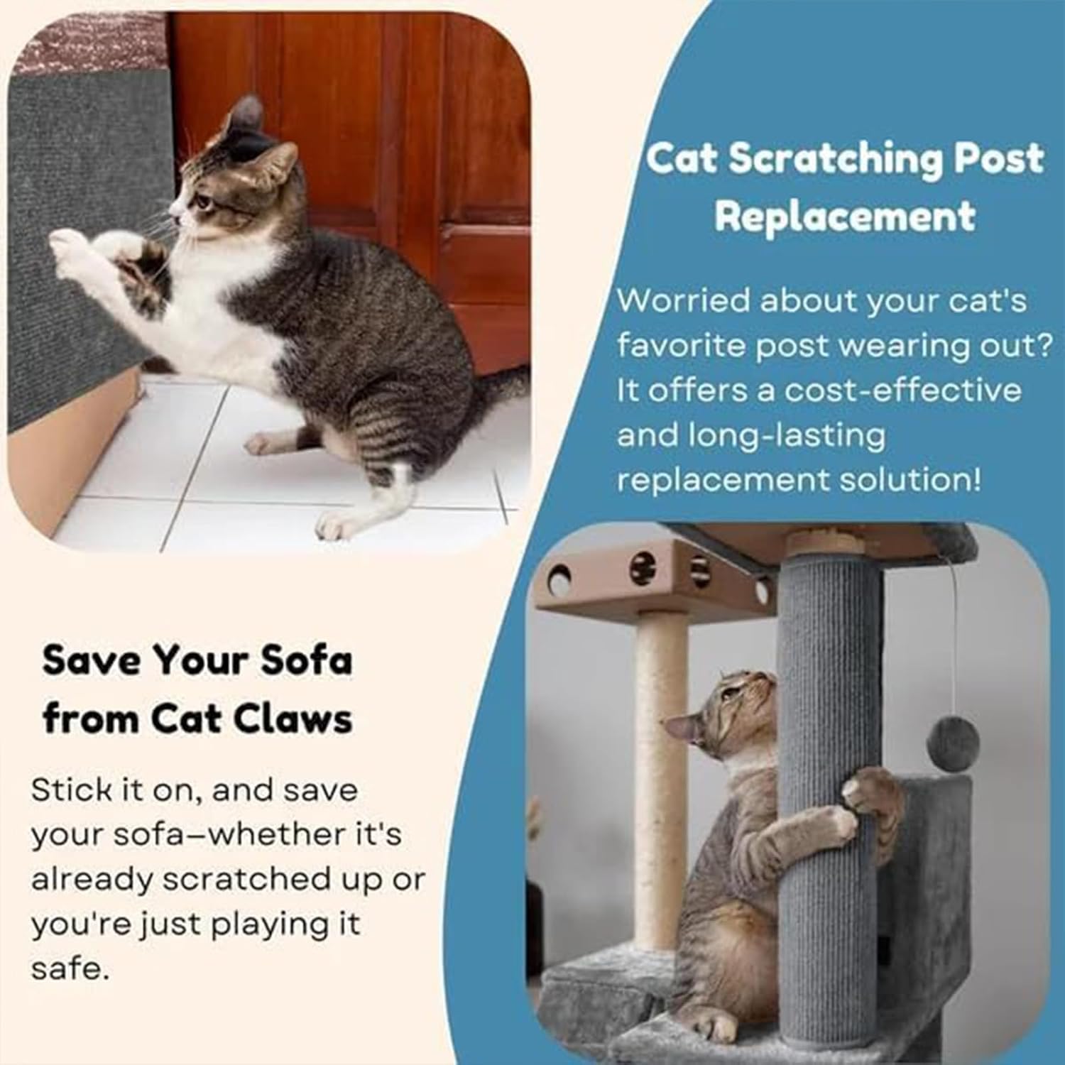 review DIY Climbing Cat Scratcher, Asisumption Cat Scratching Mat, Cat Scratching Mat Self-Adhesive, Trimmable Climbing Cat Scratcher for Furniture, for Protect Wall, Furniture (White, 23.62 * 39.37 in)