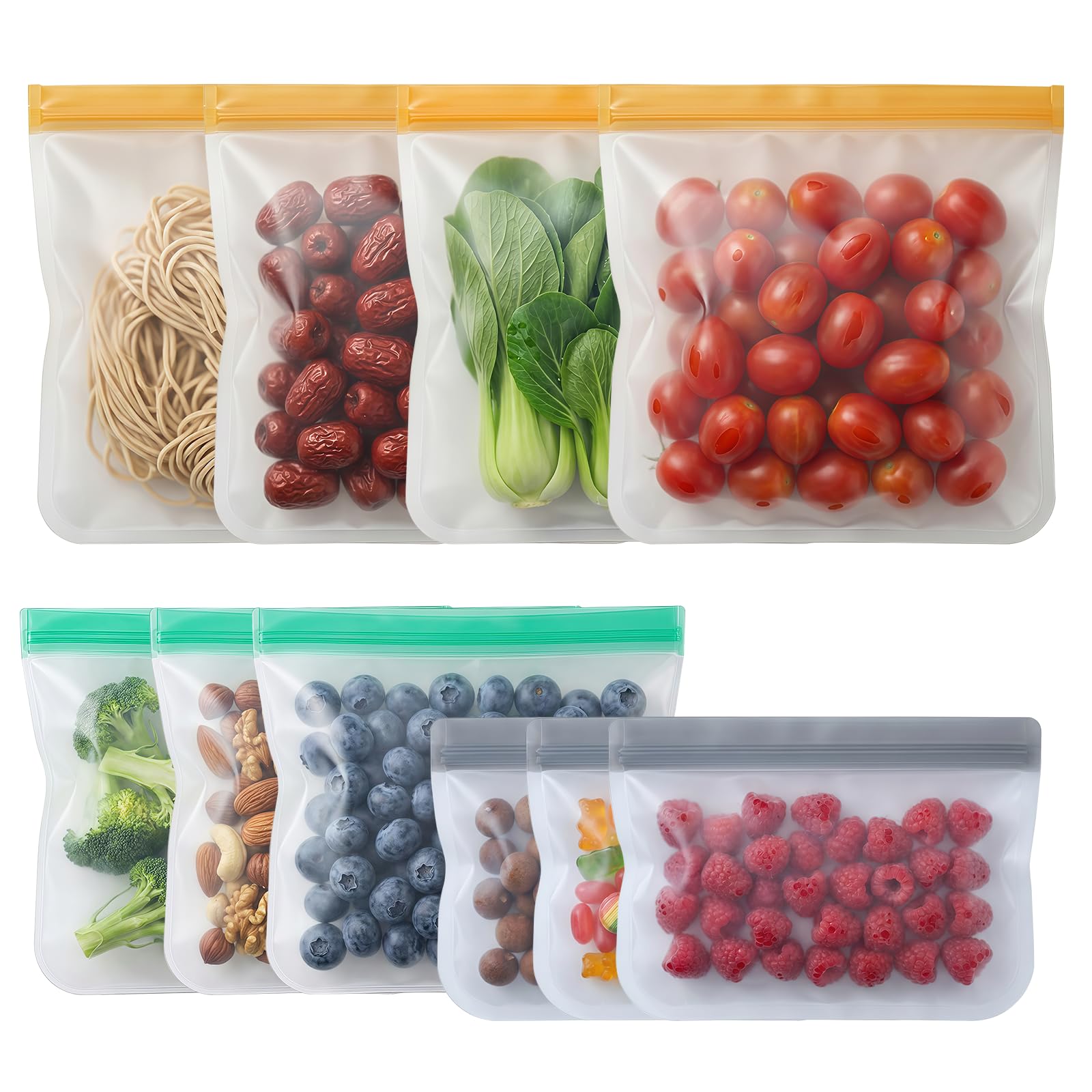 10Pack Reusable Freezer Bags,Leakproof Reusable Food Storage Bags...