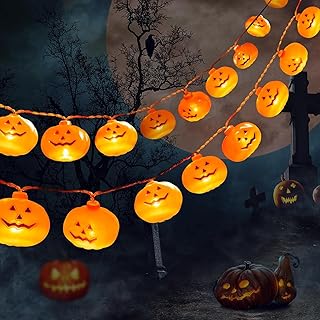 EKKONG Guirlande Citrouille Halloween 3m 20 LED Citrouille Lumineuse Guirlande Lumière Halloween Lights pour Fêtes, Jardin, Chambre, Porche (A)