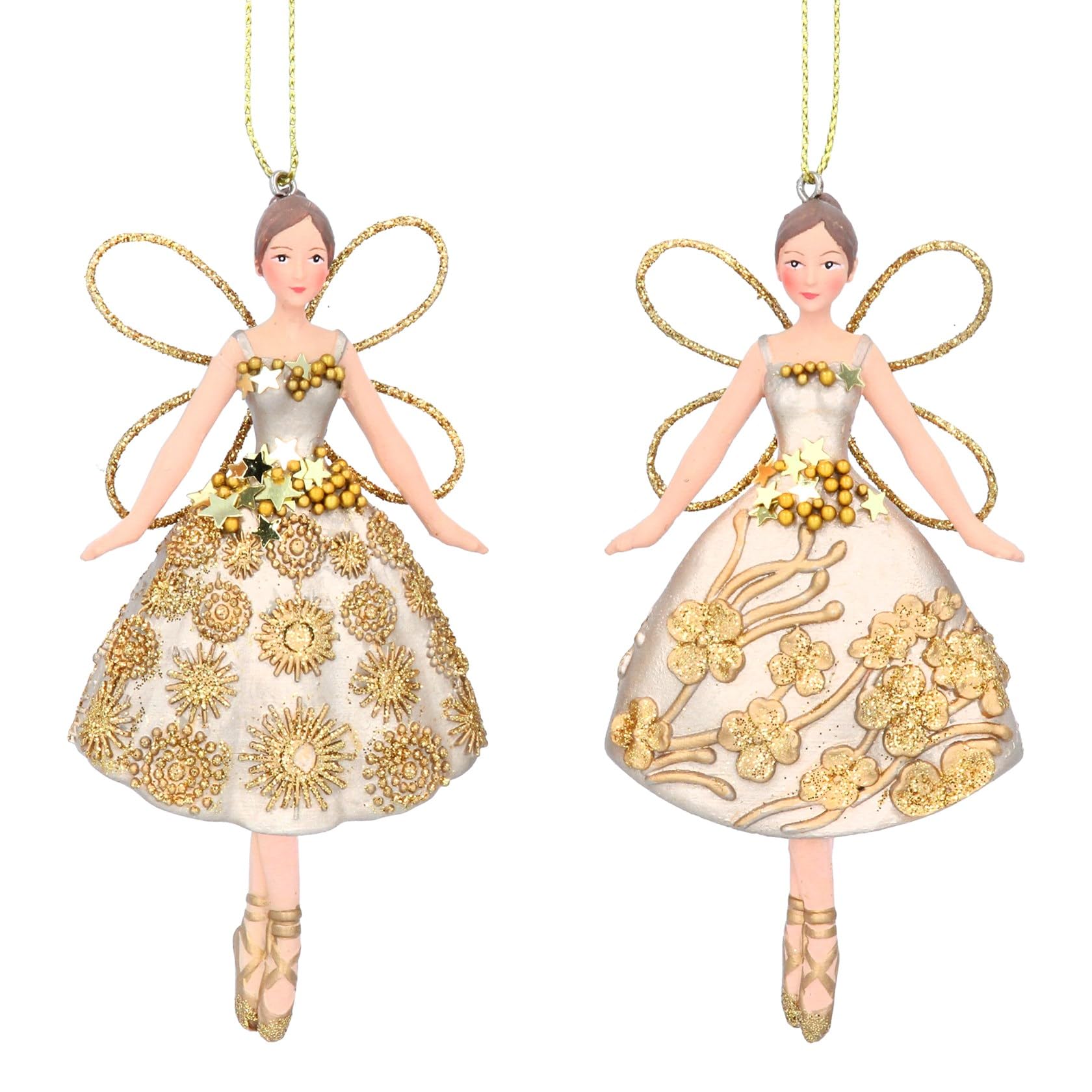 Gisela Graham Gold En Ballet Fairy Ornaments – Set Of Two
