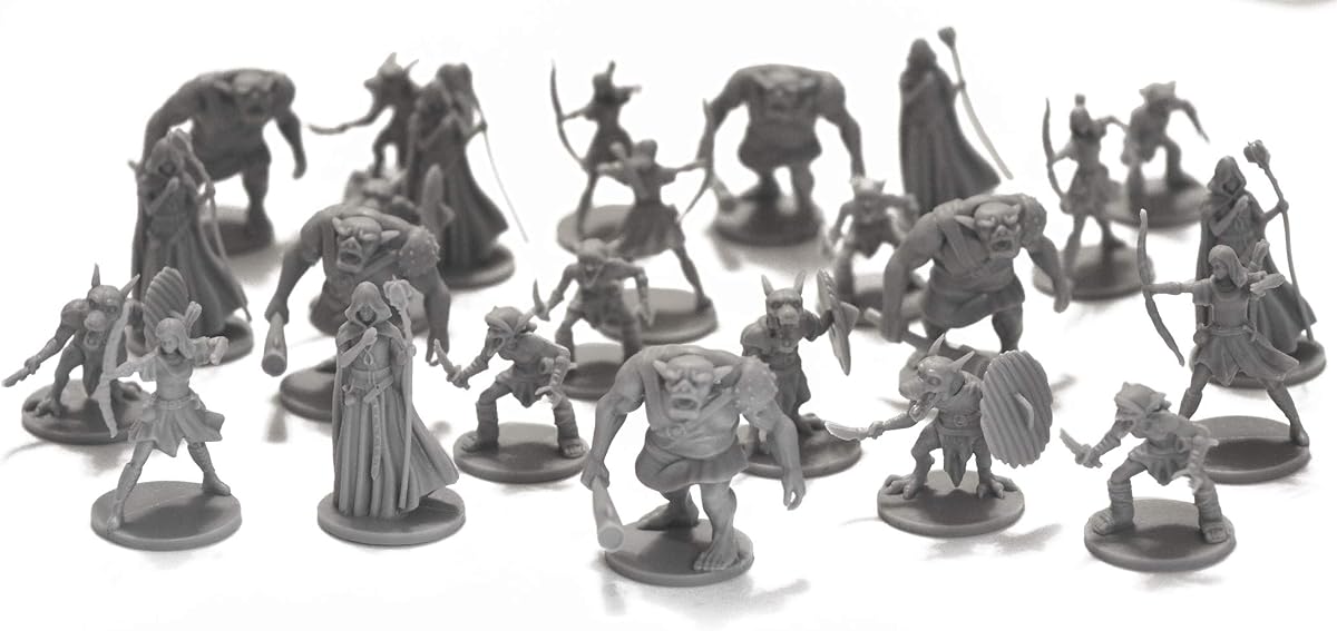 DRUNK'N DRAGON DND Enemies Minis 25 Miniaturas de fantasía para juegos de rol de mesa/mazmorras y dragones - Minis a granel sin pintar - Juego de inicio de figuras de monstruos - Compatible con DND