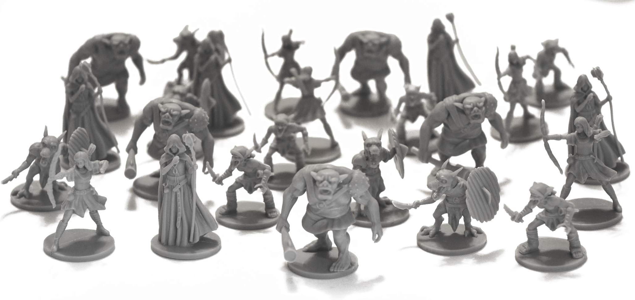 25 Fantasy Miniatures for Tabletop/Dungeons and Dragons Roleplaying Games - Bulk Minis Unpainted- Enemies and Monster Figures Starter Set - Compatible with DND D & D Made by Drunkn Dragon