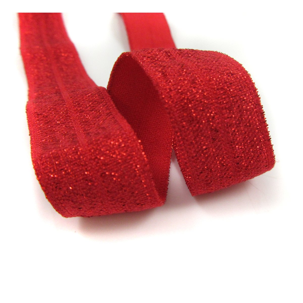 BEADS4CRAFTS 16mm GLITTER FOLD OVER ELASTIC *12 COLOURS* CRAFTS TRIMS DANCE COSTUME SPARKLE (Red H3916, 10,Metres)