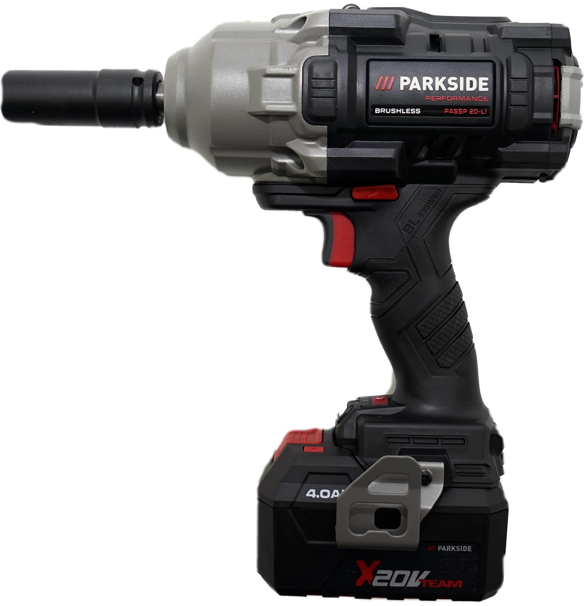 HEADNMORE PARKSIDE PERFORMANCE 20 V 1356 Nm 1/2" Atornillador de impacto con batería de 4 Ah y cargador – X 20 V Team (calcetines de trabajo)