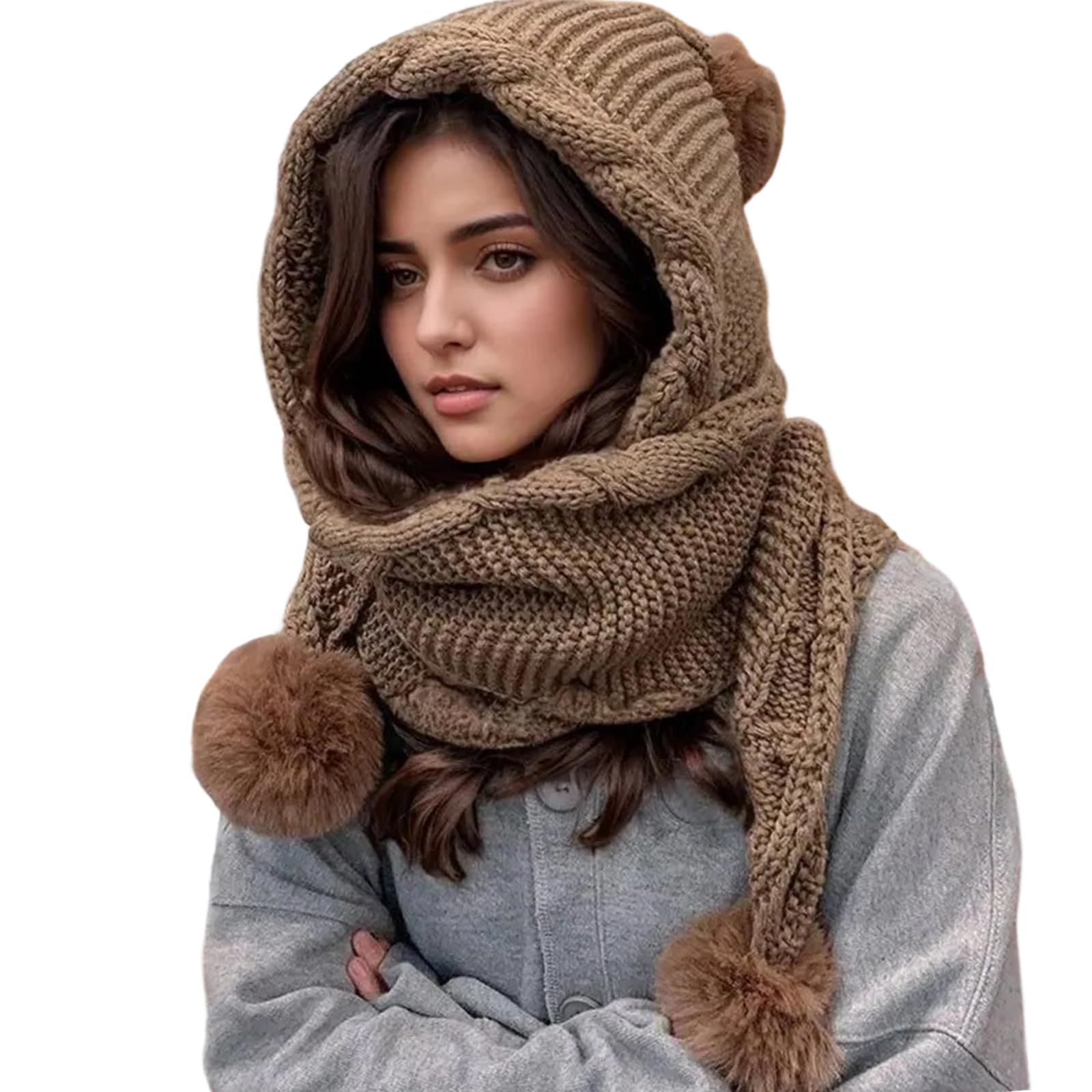 YUXITA Winter Knitted Headwear Polyester Warm Hat Knit Scarf Combo for Biking Skiing And Outdoor Sports Warm Ushanka