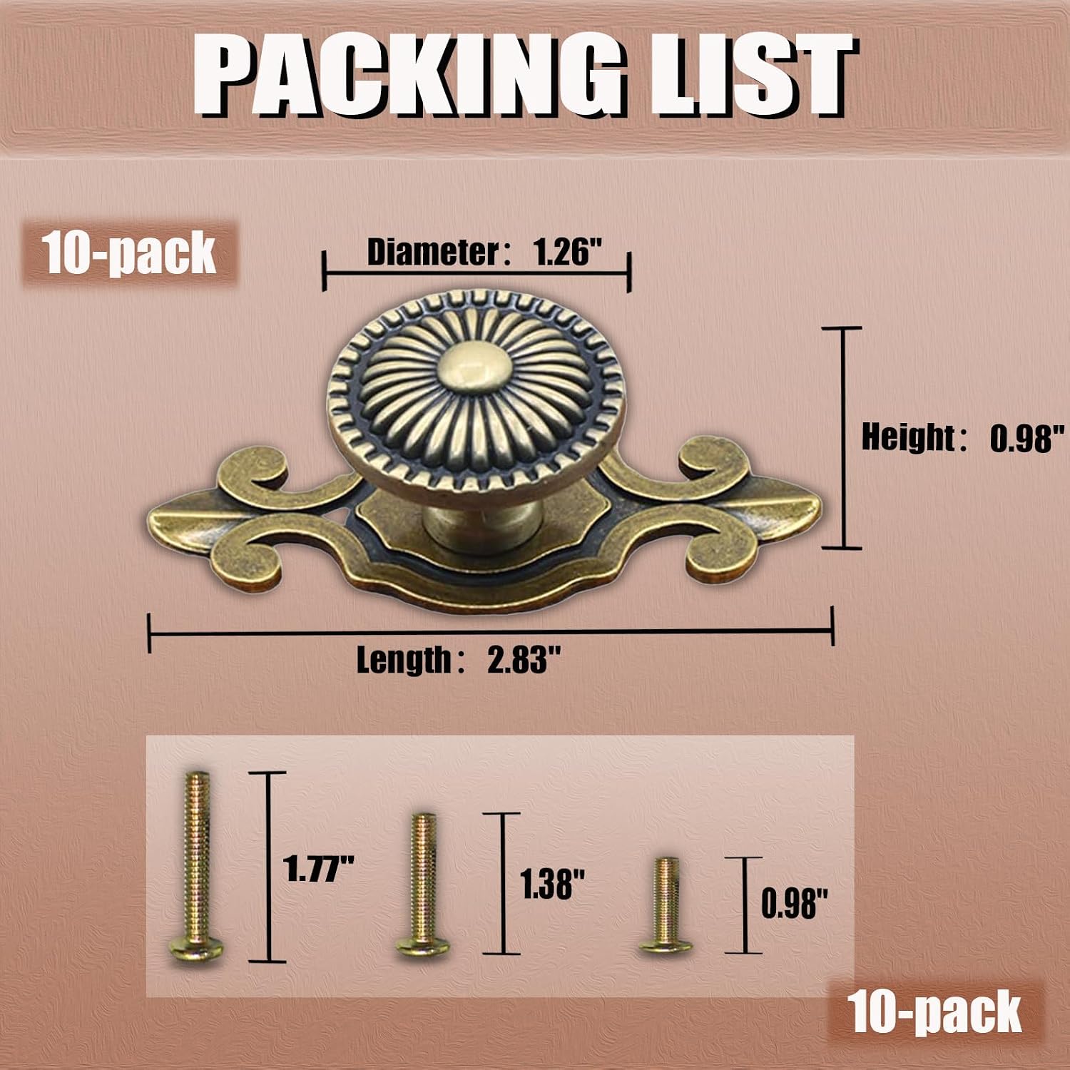 Vintage Cabinet Knobs with Backplate, 10 Pack Antique Bronze Knobs | Antique Cabinet Pulls, Retro Mushroom Dresser Knobs and Handles for Kitchen, Cupboard, Wardrobe, Closet, Cabinet