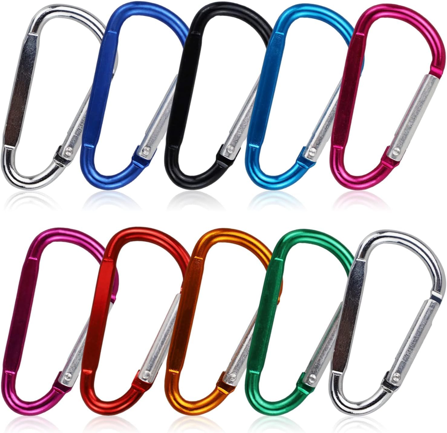 Carabiner D Ring Clip Hook Durable Keychain Camping Accessories for Outdoor Fishing Hiking Traveling Backpack (10 PCS)