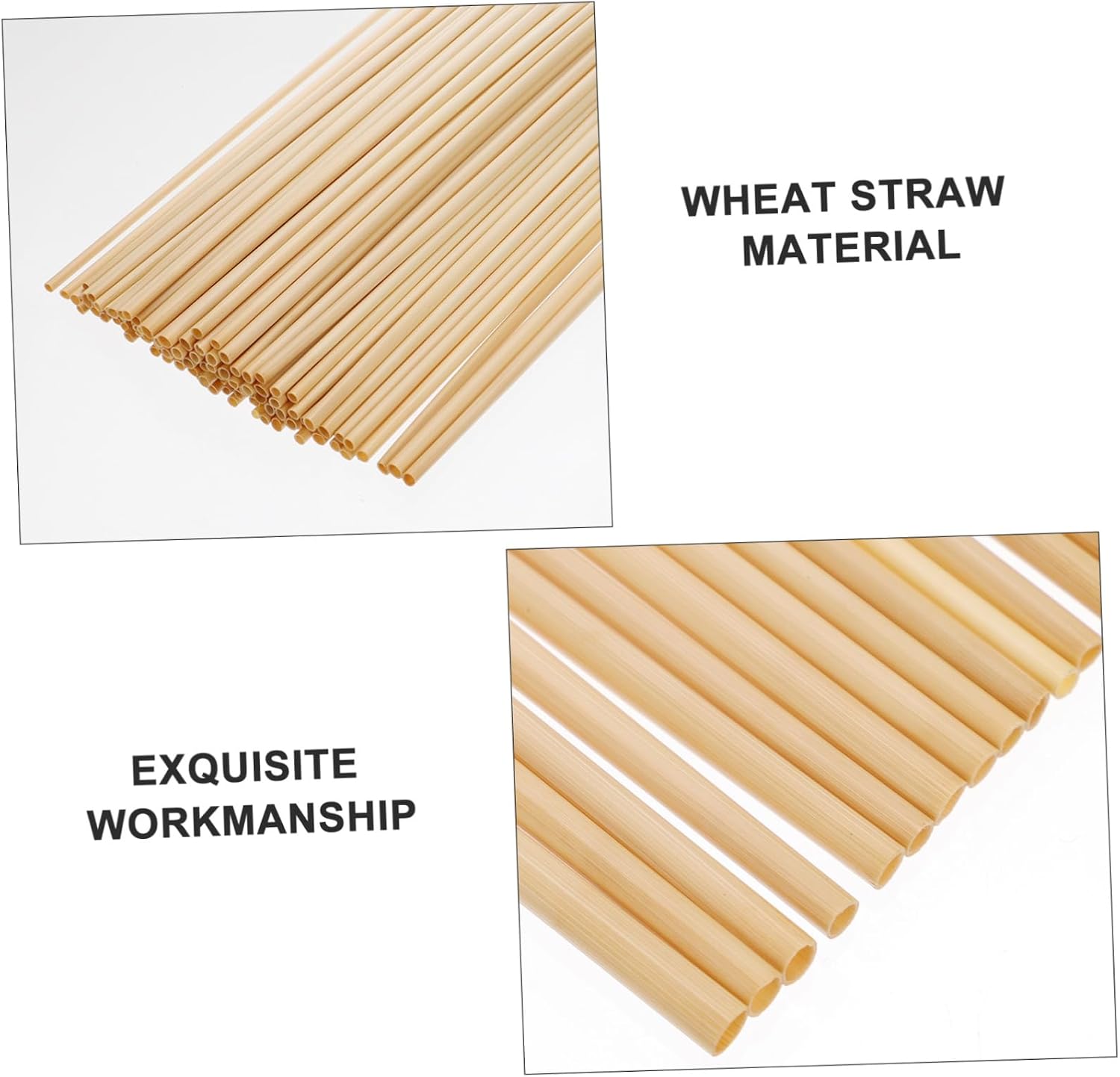 KOMBIUDA 100pcs Wheat Straw Drinking Straws Disposable for Beverages Comfortable and Practical Pipets for Parties and Events