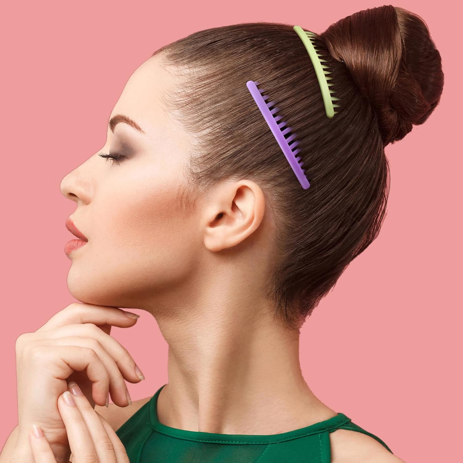 21pcs Colorful Hair Side Comb for Women, Non-Slip French Plastic Bun Updo Decorative Hair Comb, Classic Non-Faded Hair Twist Pin Clip Accessories for Various Hairstyles