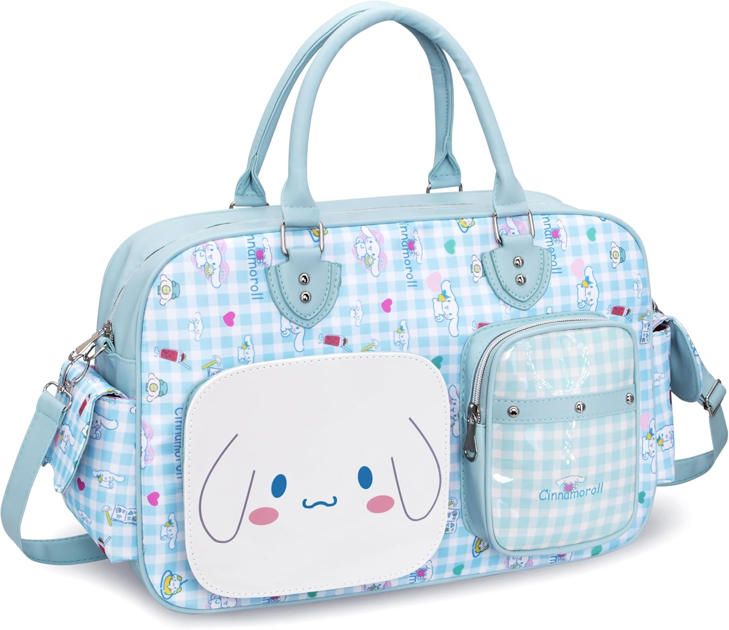 Roffatide Anime Cinnamoroll 17.5L Women's Travel Duffel Bag Cute Cartoon Sports Gym Bag Weekender Carry-on Tote Shoulder Bag Water Resistant Workout Yoga Bag Overnight Bag Blue