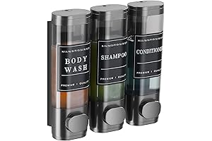 3-Chamber Mountable Bathroom Soap Shampoo Conditioner Dispenser