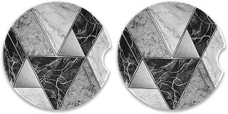 Silver White Lines Marble Granite Agate Black Grey Paint Triangle Tile Pill Case with Removable Internal Plastic Boxes Organizer, Zippered Carrier Small Medicine Bag Holder, Travel Storage Container
