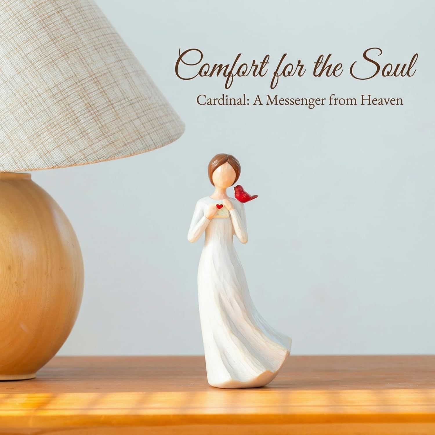 Hand-Painted Memorial Angel Figurine with Red Cardinal & Love Letter - 6.2 Inch Resin Statue for Sympathy, Bereavement, and Friendship - Thinking of You Home Decor Gift for Mom, Grandma, Women