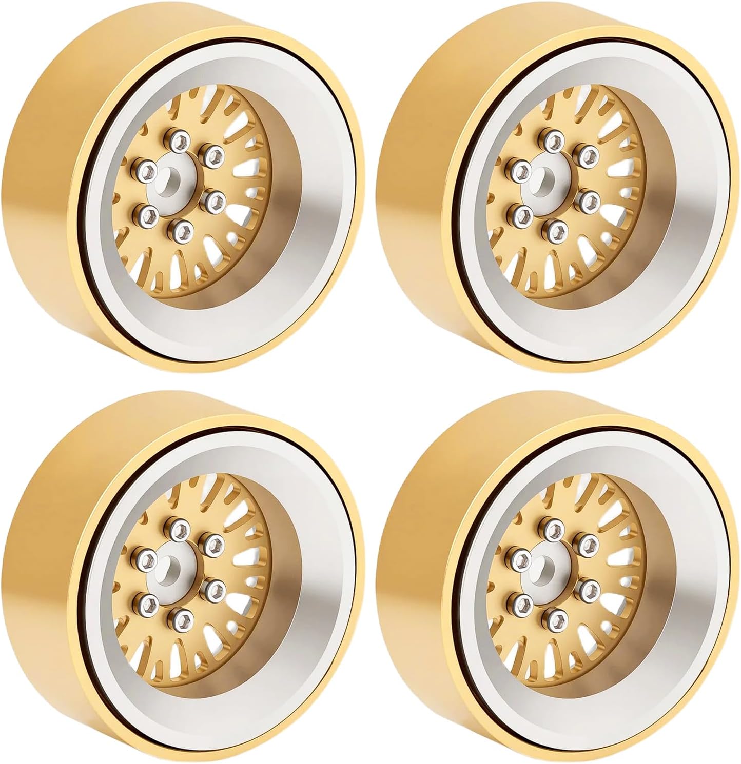 DJX 4PCS RC Brass 1.3 Inch Beadlock Wheels 45g/pc Negative Offset -4.25 for 1/24 Axial SCX24 FCX24 1/18 TRX4M Redcat Ascent-18 HPI Venture 18 Upgrade Parts