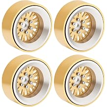 DJX 4pcs RC Brass & Aluminum 1.3" Beadlock Wheel Negative Offset -4.25 1/24 Axial SCX24 FCX24 1/18 TRX4M Redcat Ascent-18 HPI Venture 18 Upgrade Parts