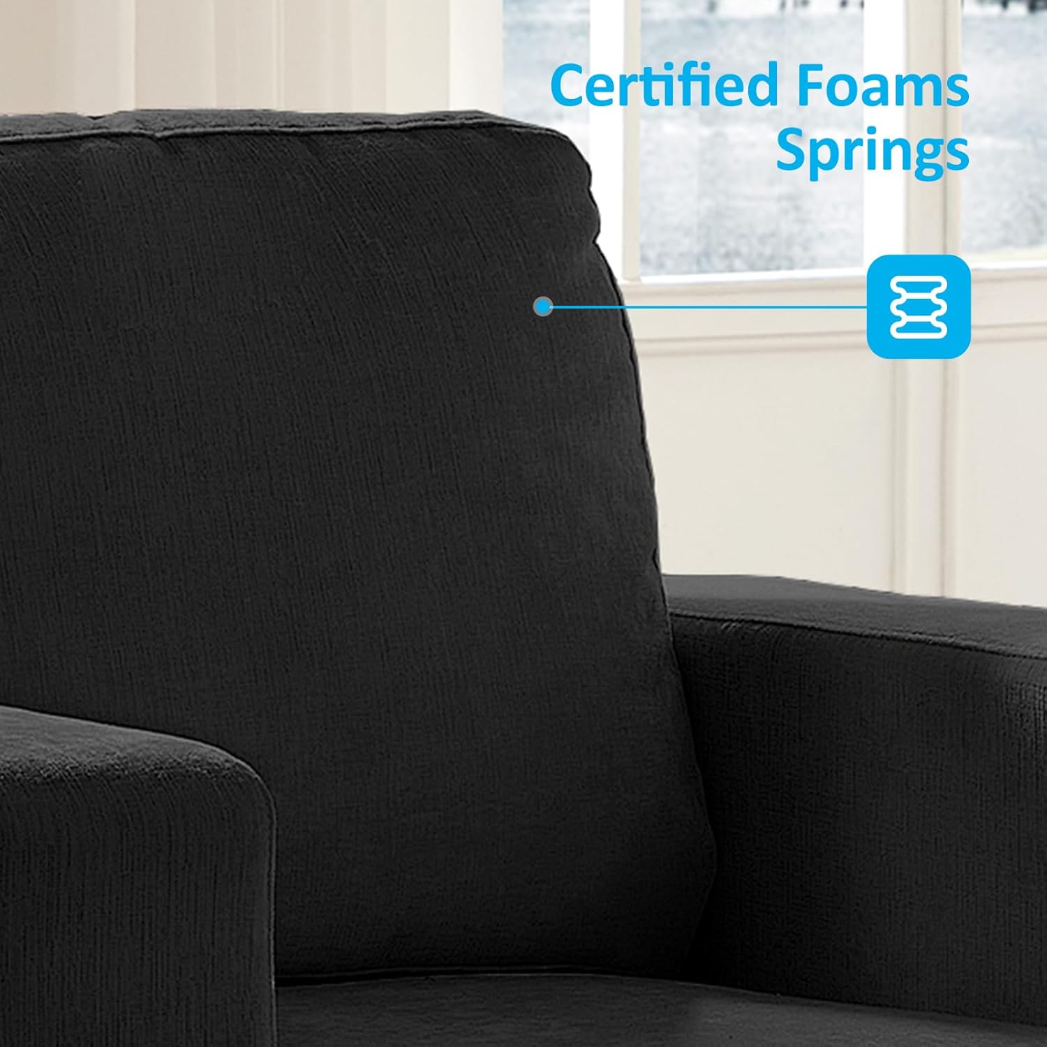 Mjkone 82" Width 3 Piece Living Room Sets Furniture, 3 Seater Sofa Couch and Loveseat and Chair Set, Modular Sectional Sofa Couch Sets, Sofas Couches Set for Living Room Bedroom Home Office, Dark Grey