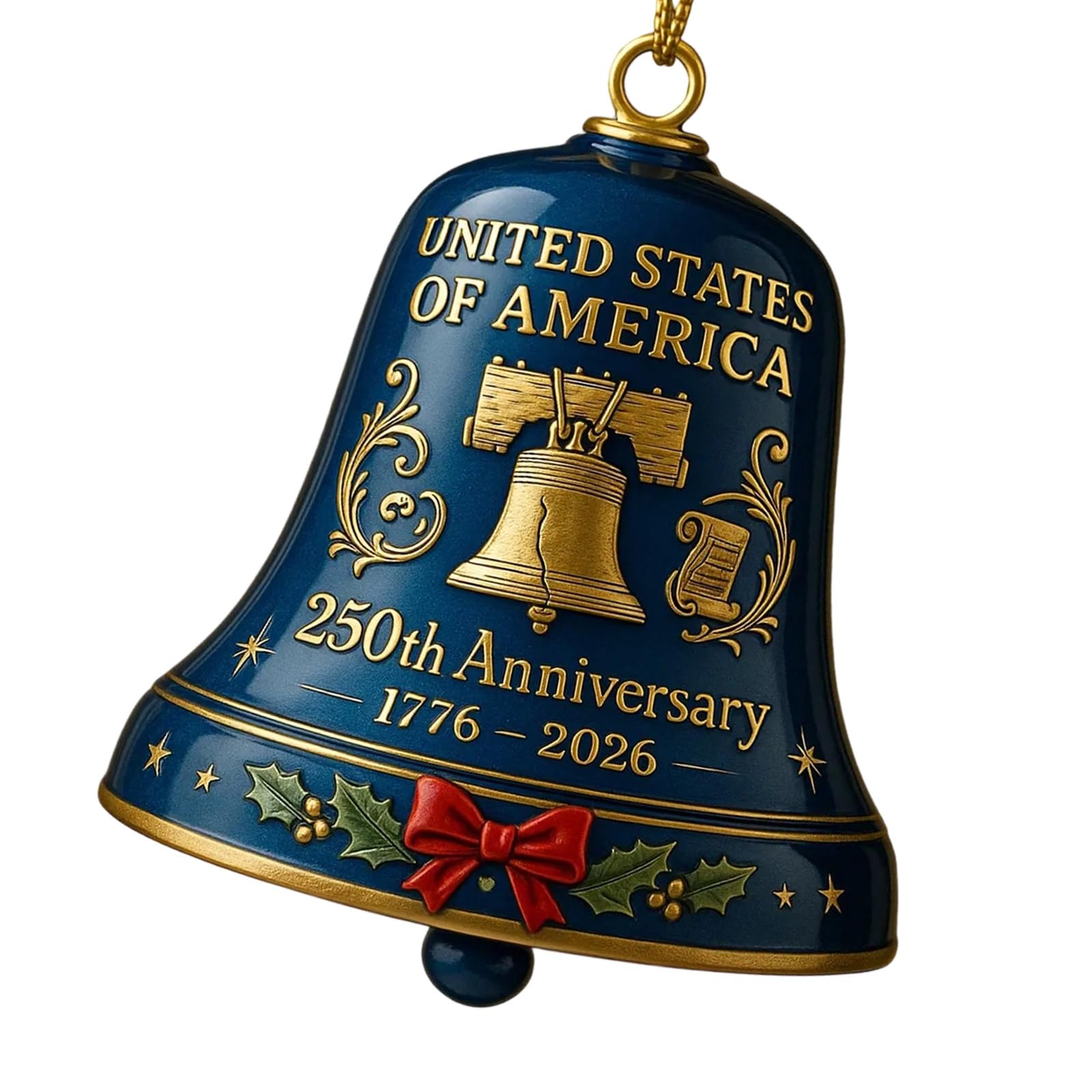 States 250th Anniversary Bells Ornament for Christmas Tree, Garden & Patriotic Home Decors 1776-2026 Christmas Ornaments & Commemorative Hanging Decor