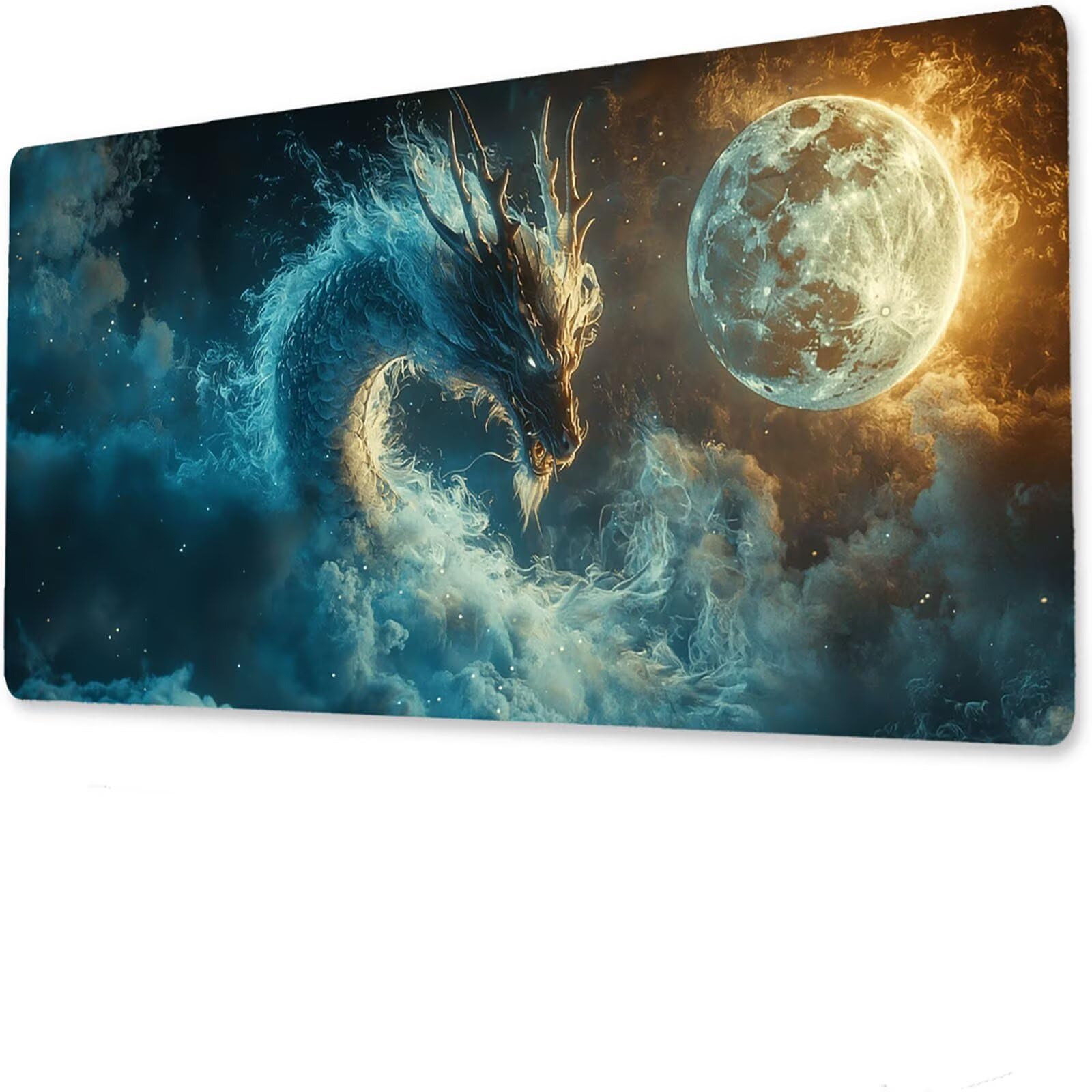 Podkładka pod mysz księżycową XXL, podkładka pod mysz do gier XXL 1200 x 600 x 5 mm, podkładka na biurko dla graczy, bardzo duża bezszwowa mata na stół dla graczy, antypoślizgowa podstawa, klawiatura