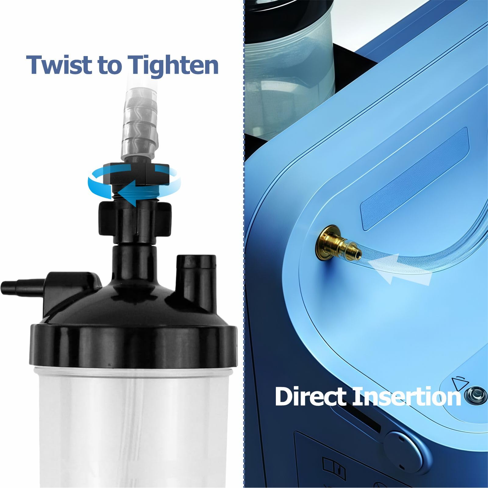 Tubo de conexión de botella humidificador concentrador de oxígeno, generador de O2, adaptador de taza de agua con conector roscado estándar, 10 piezas (Recto, 15,8 pulgadas / 40 cm)