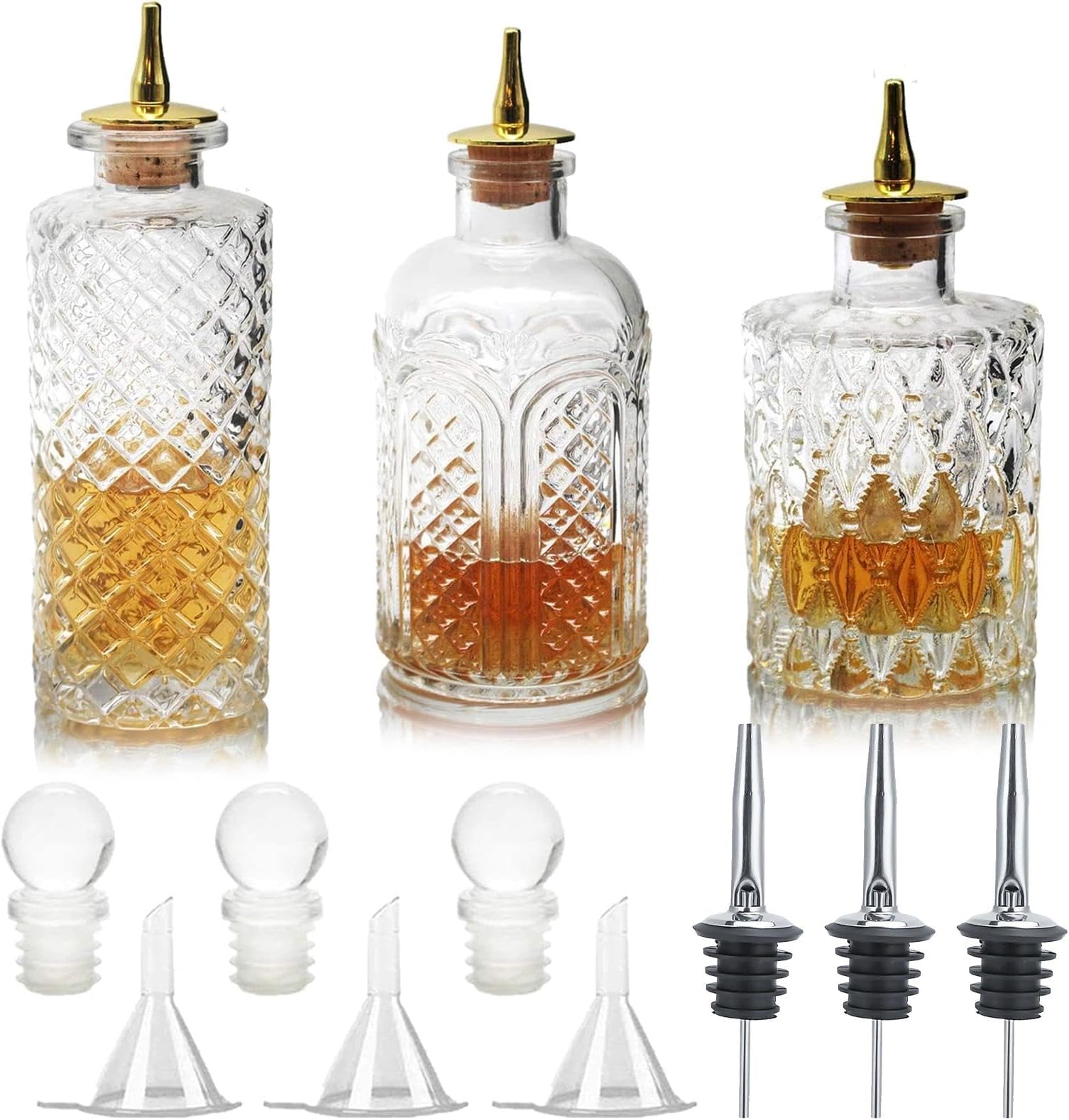 Bitters Bottle for Cocktails - Glass Dasher Bottles with Dash Tops, Great for Bartender,Home Bar