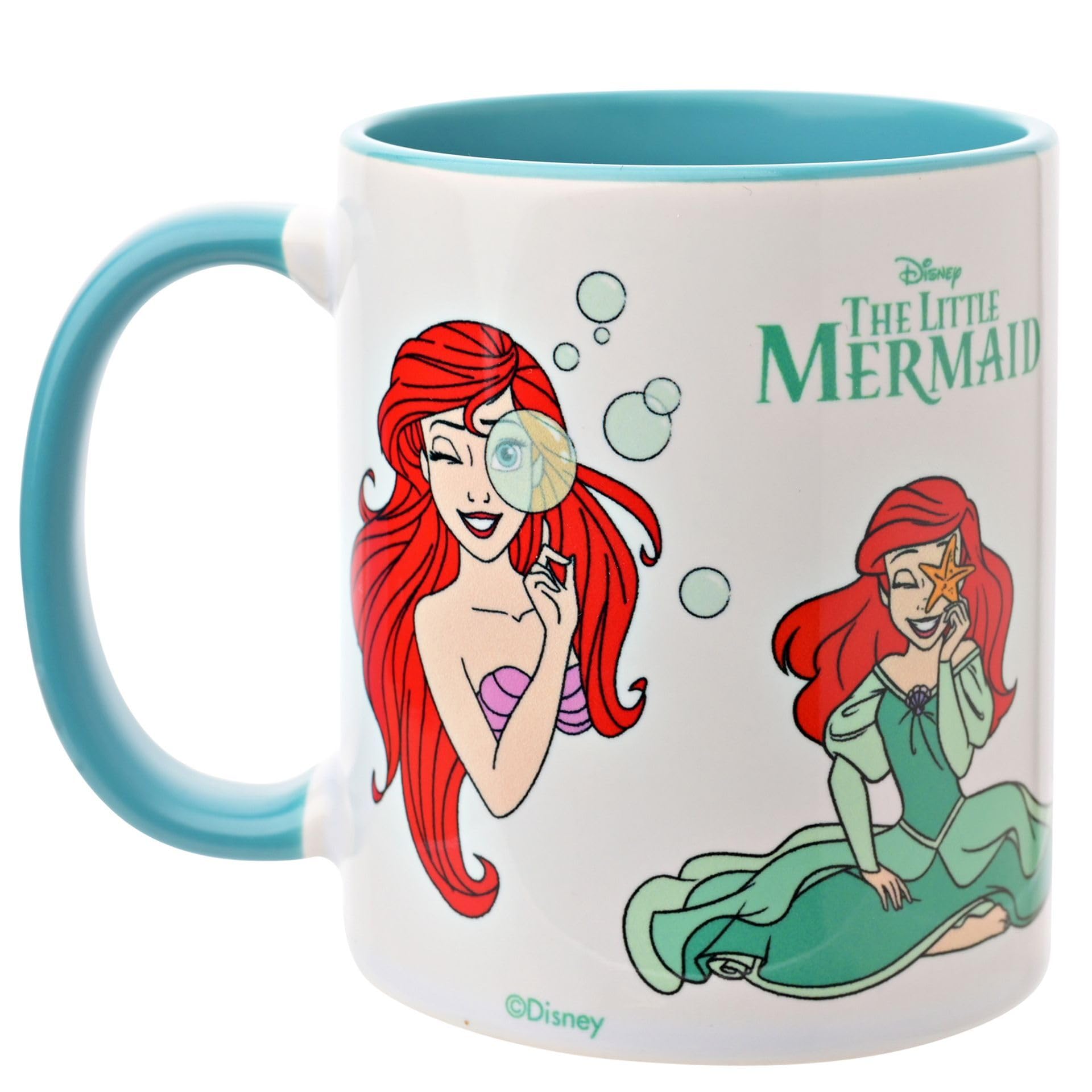 Widdop and Co. - Disney The Little Mermaid Ariel Mug - Blue/White Tea & Coffee Glazed Stoneware Icons & Villains Drinking Cup - Officially Licensed Disney Merchandise (325ml / 11.4oz).