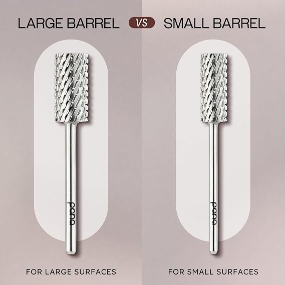 PANA 3/32 Large Barrel Flat Top Silver Carbide Nail Drill Bit for Manicure, Pedicure and Acrylics (Grit: 2X Extra Coarse - 2XC, 1pc)
