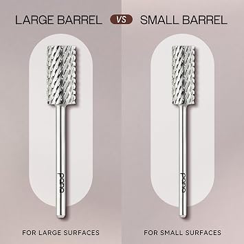 PANA 3/32 Large Barrel Flat Top Silver Carbide Nail Drill Bit for Manicure, Pedicure and Acrylics (Grit: 2X Extra Coarse - 2XC, 1pc)