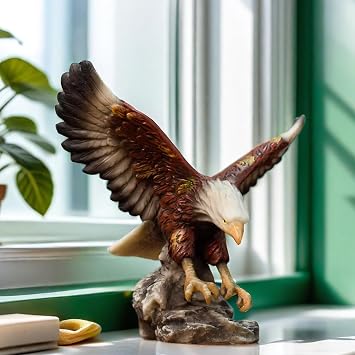 DESHINTKE Simulated Eagle Resin Ornaments Statue, Colorful Eagle Sculpture Modern Home Office Figurine Decor (Colorful)