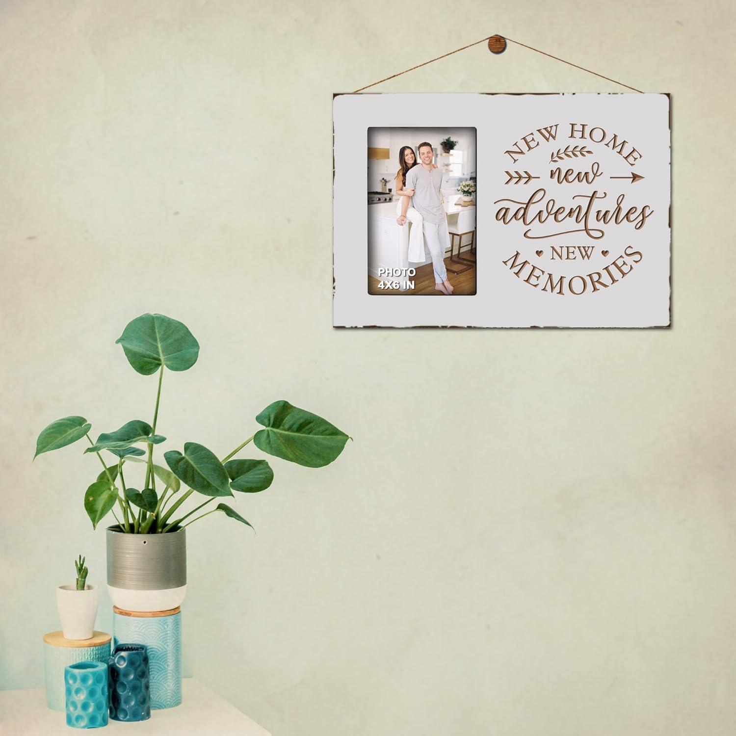 Yudarte Housewarming Gifts For New Home - Engraved White Rustic Picture Frame 4x6 Inches Photo - Unique First Time House Owner Gifts for Men and Women - Image 7