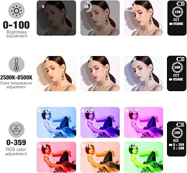 Pixel G1s RGB Video Light with APP Control, 12W 210 Minutes Rechargeable Battery LED Camera Light, 10 Common Lighting Effects, CRI97 2500-8500K LED Video Light with Aluminum Alloy Body