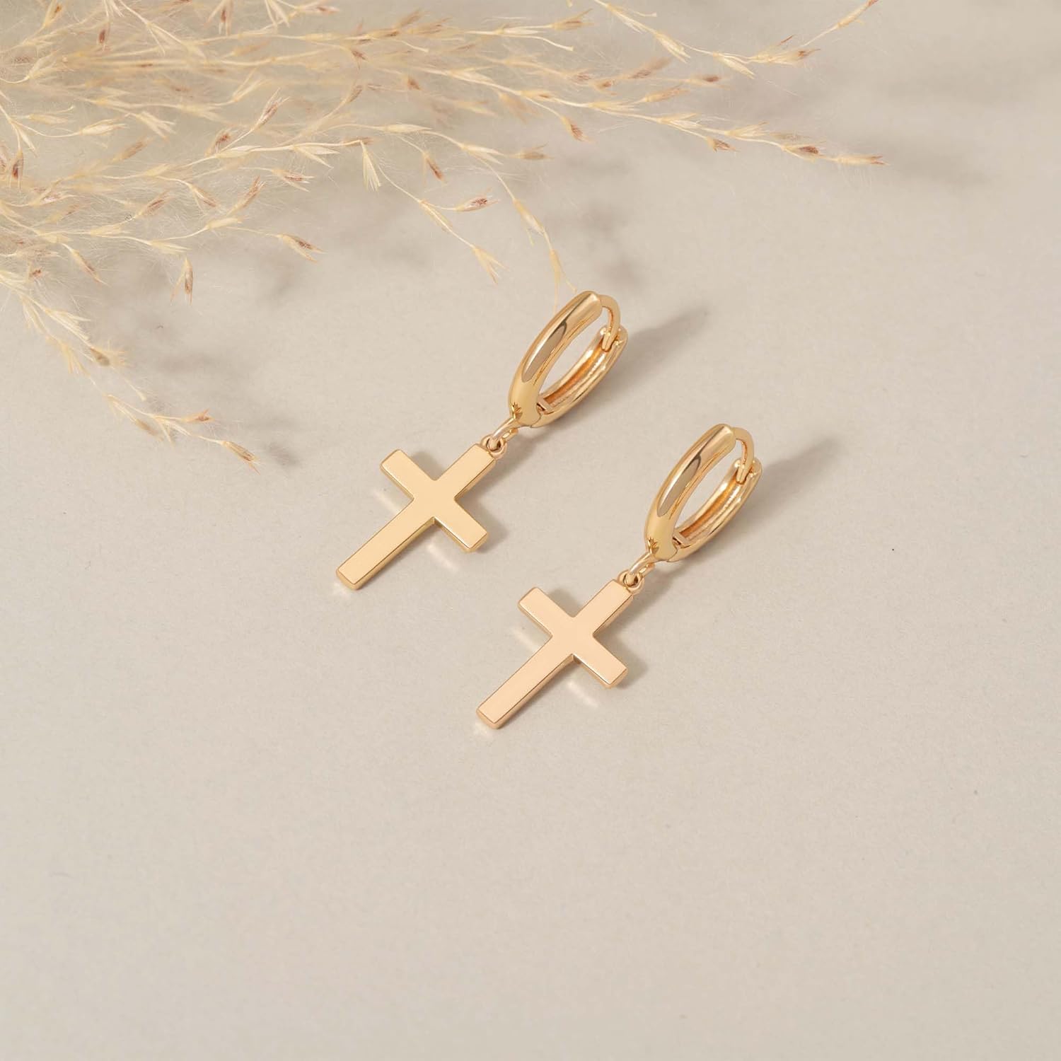 Gold Dangle Drop Hoop Earrings for Women Men Gold Plated Dainty Earrings Hypoallergenic Star Cross Huggie Hoops Jewelry for Everyday Wear - Image 3