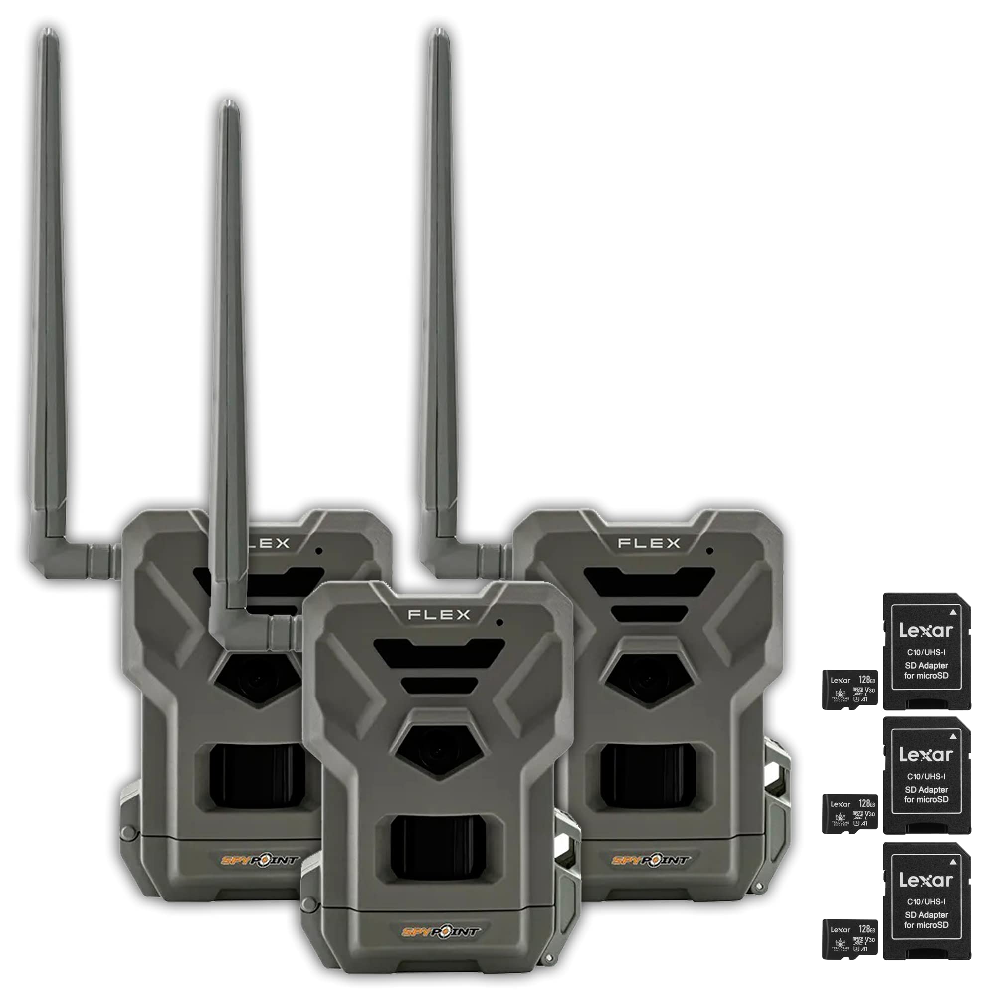 Amazon.com: SPYPOINT Flex Dual-Sim Cellular Trail Camera 33MP Photos 1080p  Videos with Sound and On-Demand Photo/Video Requests - GPS Enabled with  Lexar 128GB Micro SD Card : Sports & Outdoors