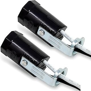 ZE-301B 2 Wire Pigtail Lamp Holder Keyless E12 Small Candelabra Socket 75W 125V, with 1/8F Hickey, 2 Wires for Ceiling Fans, Lamps, Chandeliers, Light Fixtures - 2 Pack