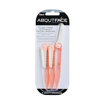 About Beauty Fuzz-Free Fold-n-Go Groomers - 3 Folding Beauty Groomers for Hair Removal, Ideal for Shaving, Exfoliating, and Brow Shaping, Japanese Steel Gently Removes Facial Hair