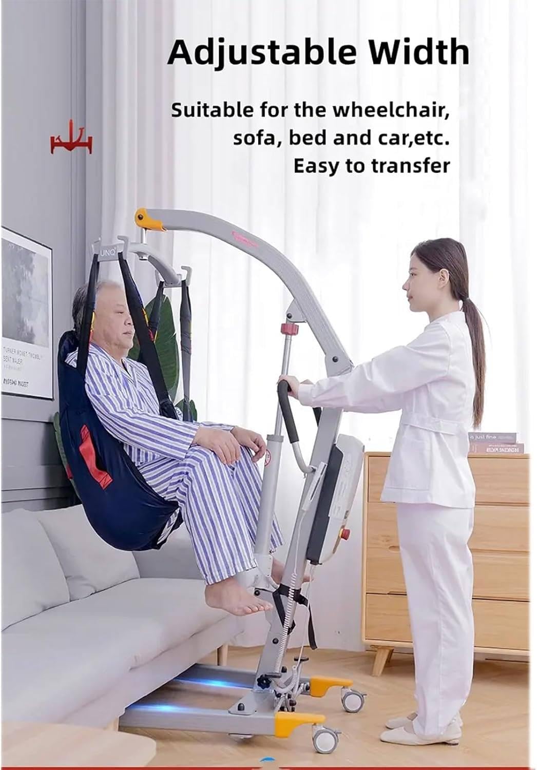 GrúA EléCtrica, GrúA Personas Mayores, GrúA para Enfermos, ArnéS de ElevacióN de Pacientes Resistente con Malla de Cuerpo Completo, para AtencióN Domiciliaria, Capacidad Peso de 400 LB