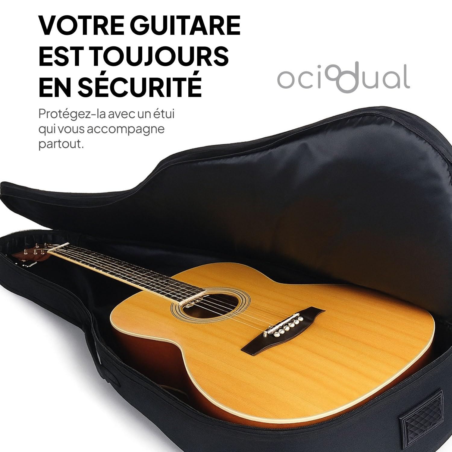 OcioDual Housse Guitare Classique, Housse Guitare Acoustique, Acoustic Guitars Case, Backpack with Exterior Pocket and Carry Handle, Padded, Rubber Base, Waterproof, Electric Guitars Tota