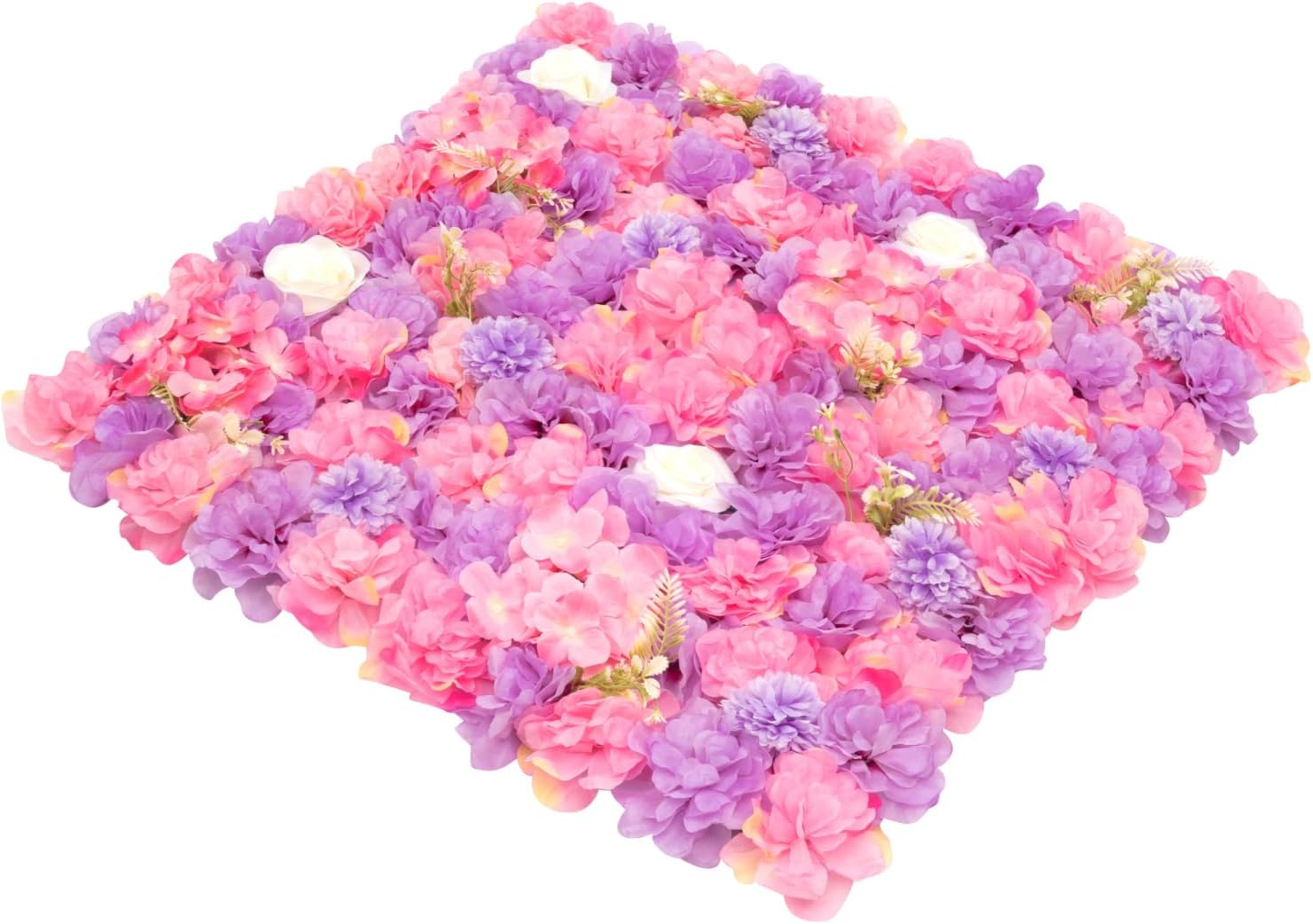 Bepritm 15 x 15inch Artificial Flower Wall Background, 12Pcs 3D Flowers Wall Panel Backdrop for DIY Wedding Bridal Bouquets, Table Centerpieces, Home Decorations (Purple)