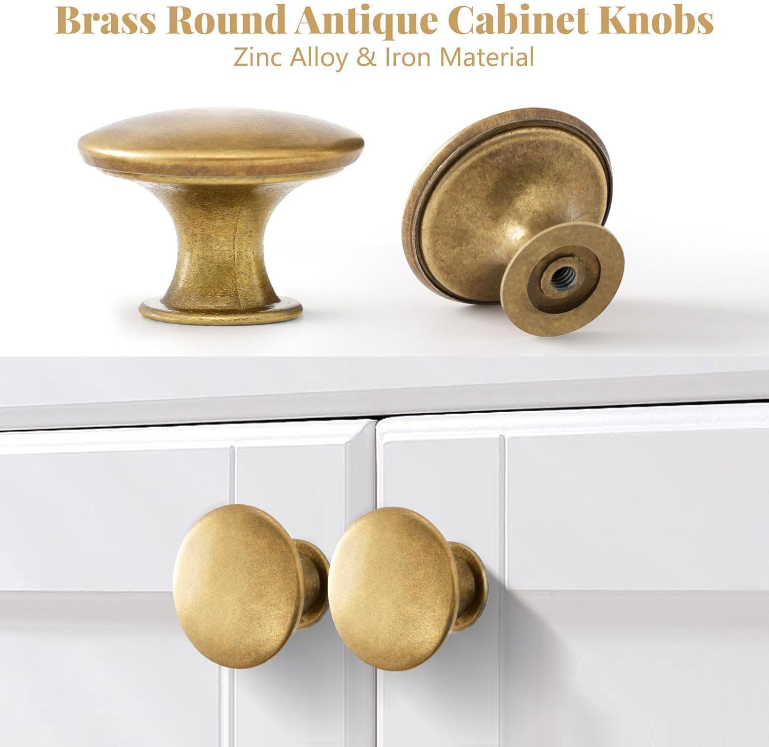 12x Cabinet Knobs Bronze Oil Rubbed Cabinet Hardware Round Antique Dresser Door Knob Pull Handles 30mm/1.18in for Closet Chest Bathroom Kitchen Furniture Cupboard (Yellow)