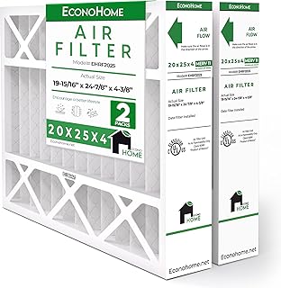 EconoHome 20x25x4 AC Furnace Pleated Air Filter MERV 11 Replacement – Allergen Defense, 2 Pack, Fits Lennox (X6673), Honeywell (FC100A1037) filters. (Actual size: 19.94 x 24.86 x 4.36 Inches)