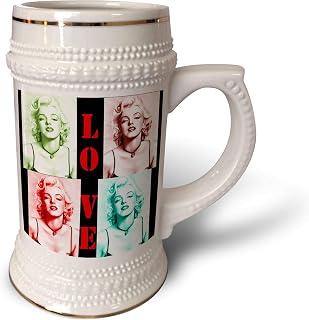 3dRose Love. Marilyn Monroe. Taza Stein, 500 ml (stn_253499_1), 22 oz, color blanco