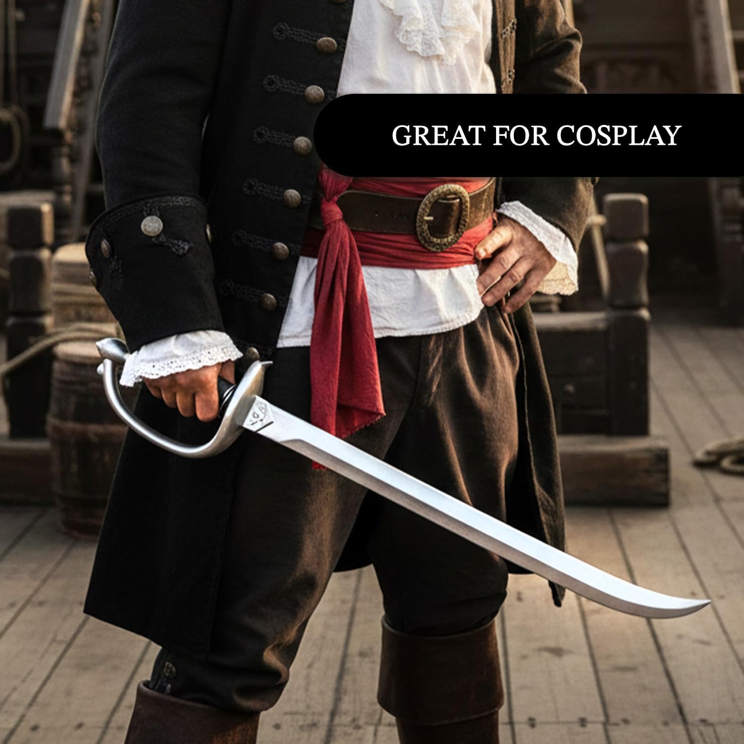 otaku gear 30 1/2" Foam Black Pirate Cutlass Prop for Cosplay, LARP, Costume, and Display - Replica for Adults