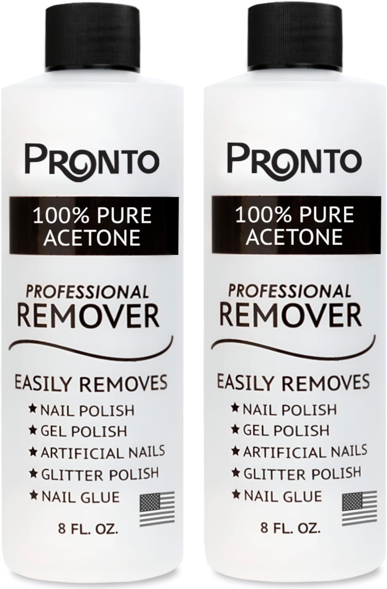 Pronto 100% Acetone Gel Nail Polish Remover for Nails | Acetone Nail Polish Remover & Gel Remover For Nails, Glue, Gel, Acrylic & Dip | 8 Fl oz (Pack of 2)