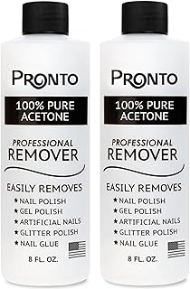 Pronto 100% Acetone Gel Nail Polish Remover - Polish Remover for Nails | Acetone Nail Polish Remover & Acrylic Nail Remover for Removal of Glue & Dip | Acrylic Nail Remover, 8 Fl oz 2 pack