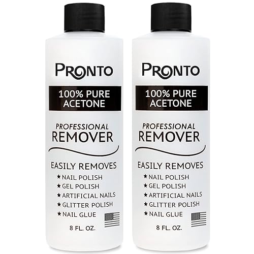 Pronto 100% Acetone Gel Nail Polish Remover - Polish Remover for Nails | Acetone Nail Polish Remover & Acrylic Nail Remover for Removal of Glue & Dip | Acrylic Nail Remover, 8 Fl oz 2 pack