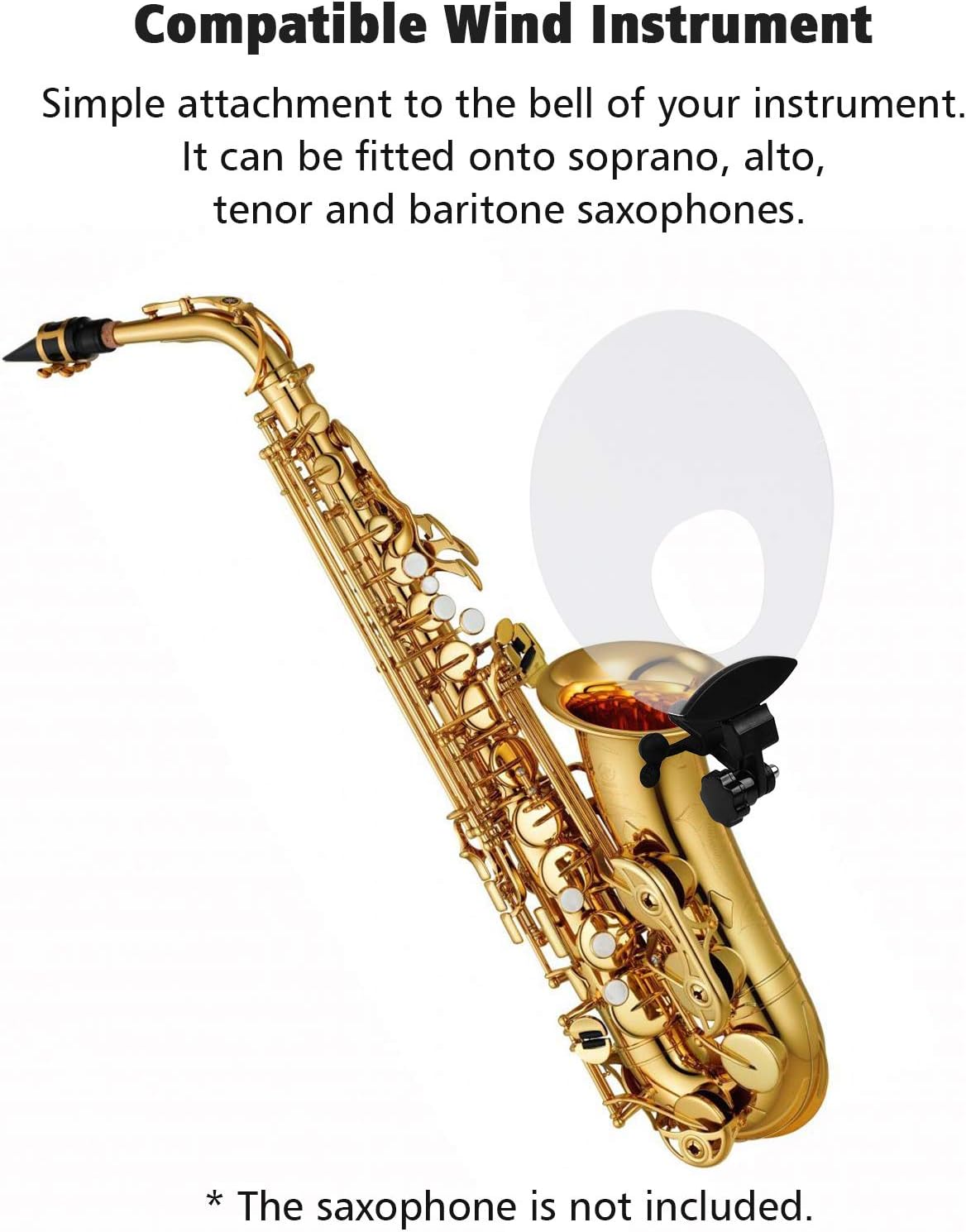 Plastic Saxophone Deflector Sound Deflector Shield with Mute & Reflect Sound Functions for Wind Instrument