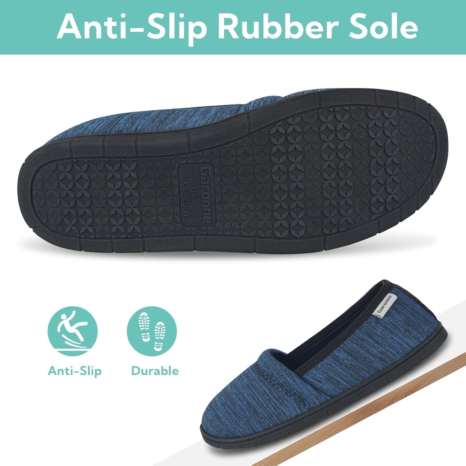 Garonne Women's Lightweight Loafer Slippers with Removable Cushioned Insole, Ladies' Non-Slip House Shoes for Bedroom Indoor Outdoor - Image 6