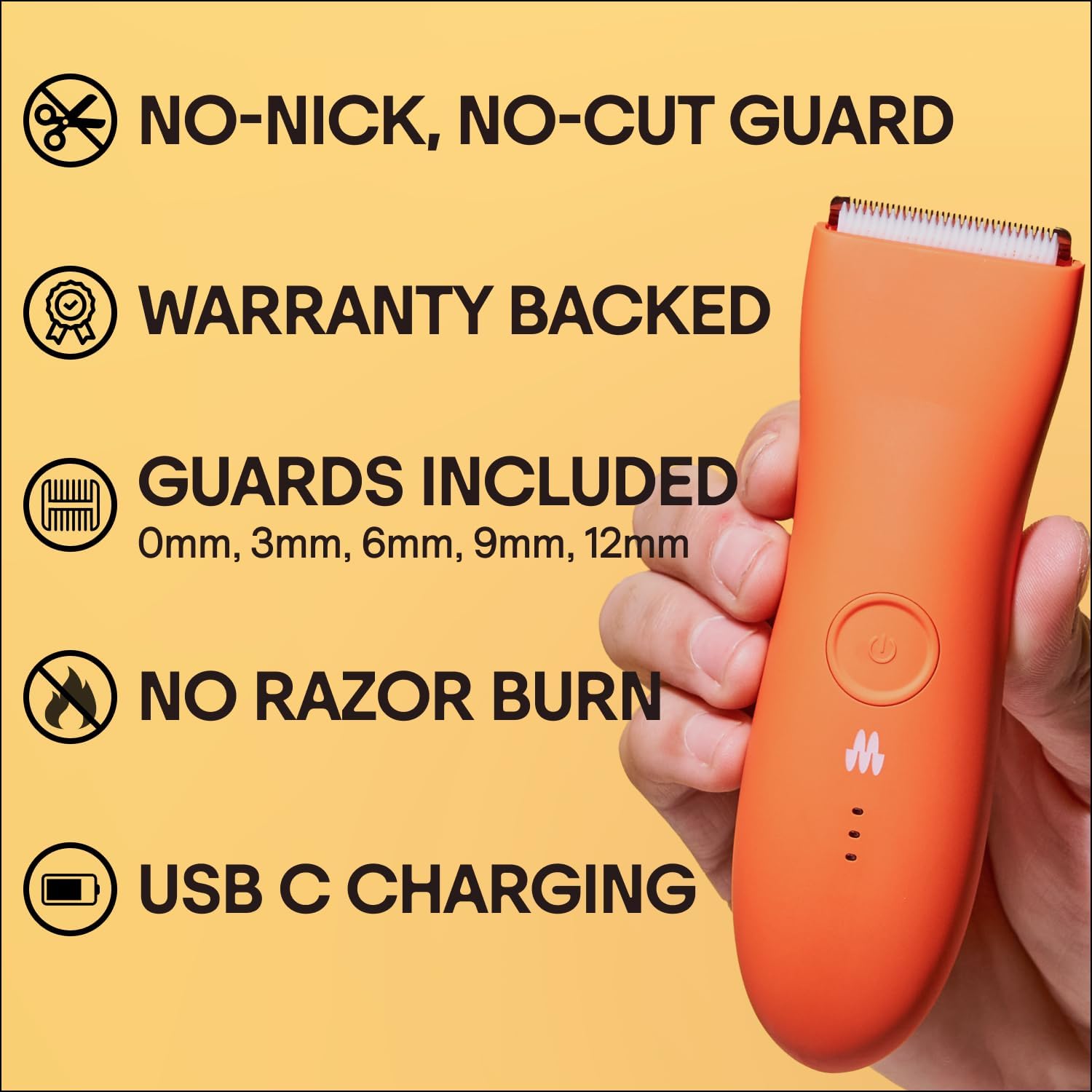 MERIDIAN The Trimmer Premium - Body Hair Trimmer & Electric Shaver for Men and Women for Pubic Hair, Chest, Legs & Bikini Line, Waterproof & Rechargeable, Blaze - Image 2