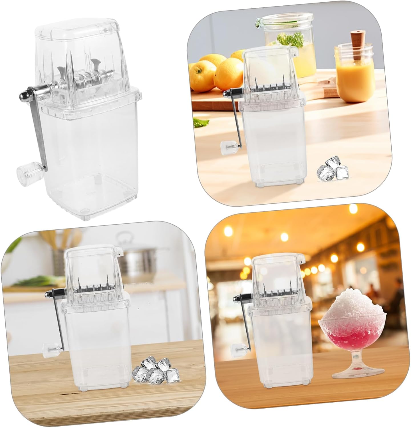 Manual Ice Crusher Machine for Home Use Compact Hand Crank Ice Shaver Plastic for Slushies and Cocktails Easy to Clean