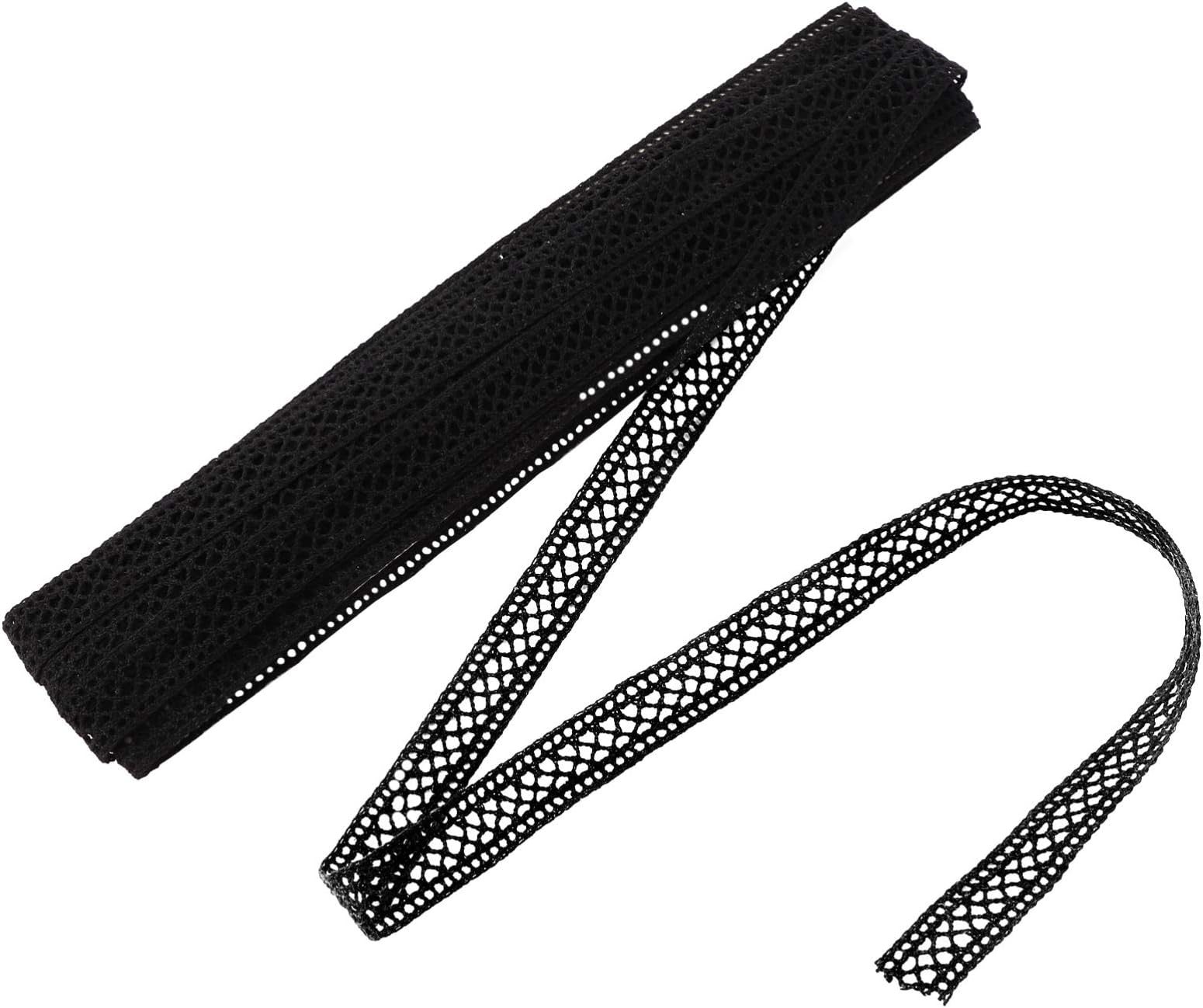 EXCEART White Ribbon 10 Yards Clothing Lace Cotton Lace Trim Vintage Lace Ribbon Crochet Lace Scalloped for Bridal Wedding Decoration Package DIY Sewing Craft Supply Black Cotton Ribbon